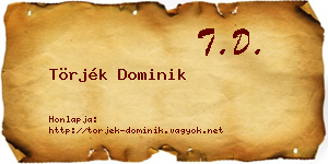 Törjék Dominik névjegykártya